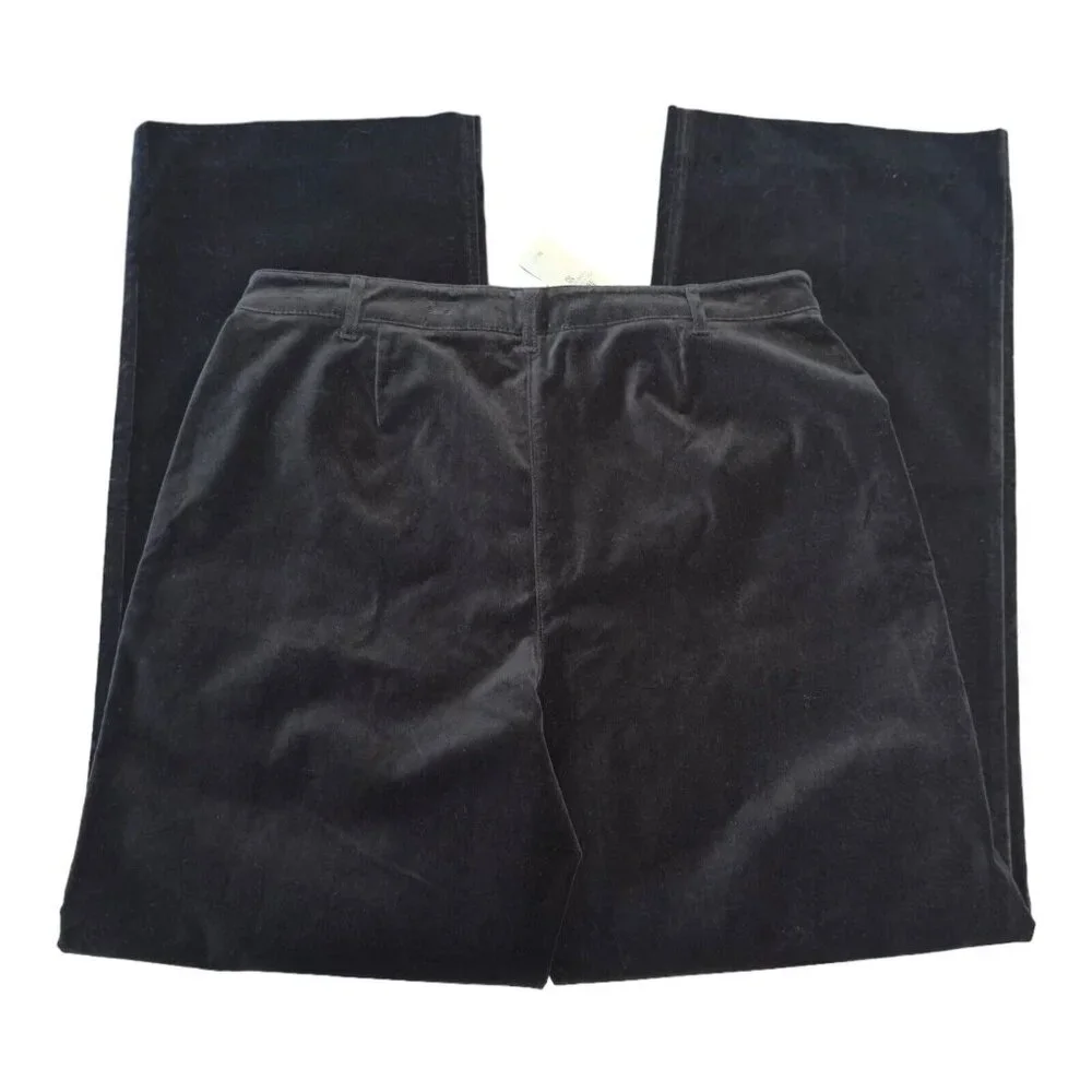 NEW Vintage Ann Taylor Black Velvet Straight Leg Pant Career Velour High Rise 10